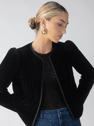 Sanctuary Quilted Black Velvet Jacket