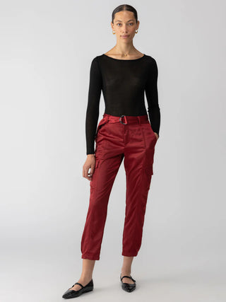 Sanctuary Classy Satin Cargo Trouser Garnet