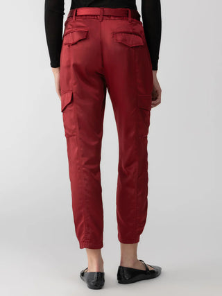 Sanctuary Classy Satin Cargo Trouser Garnet