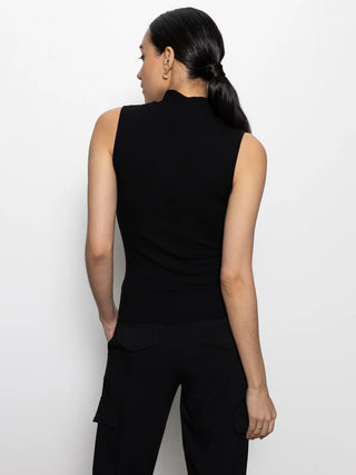 Essential Sleeveless Mock Neck Top Black