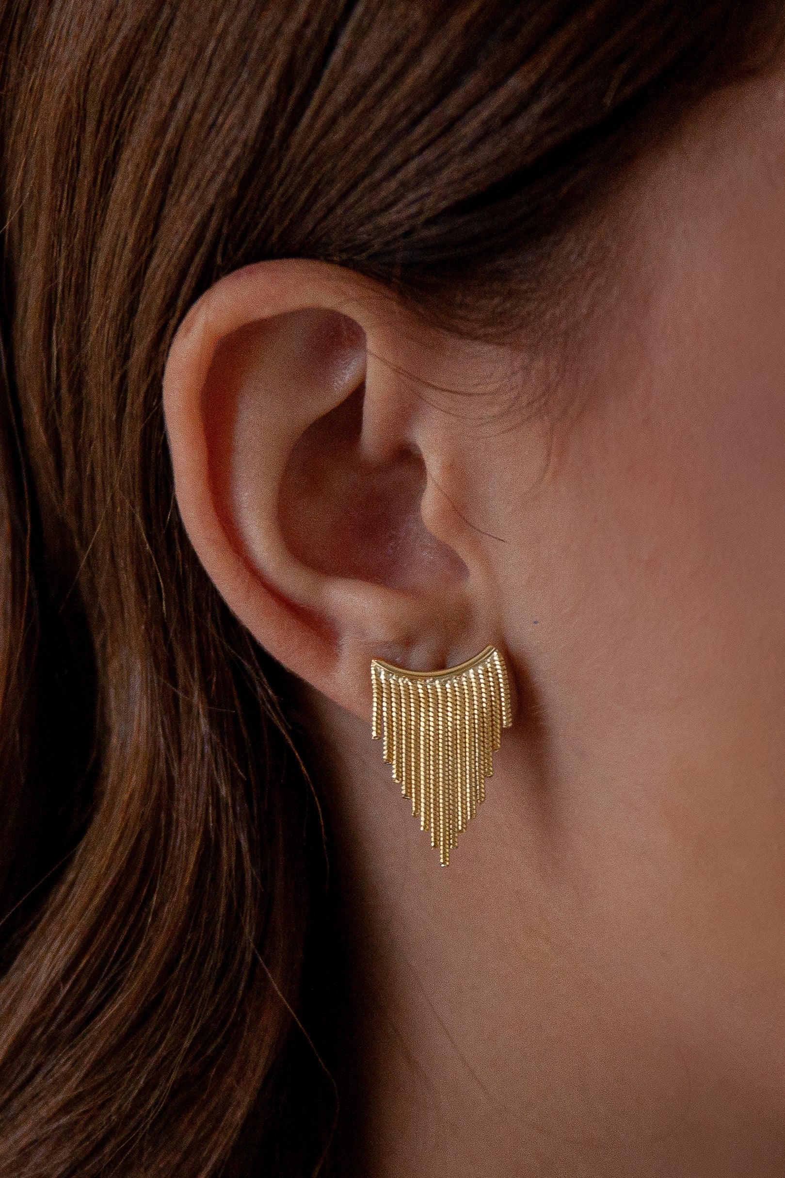 Delicate Fringe Stud Earring, Gold - Boutique 44