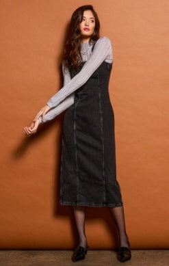 Long Denim Dress, Black Wash