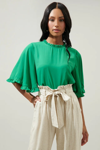 Heartbreaker Bell Sleeve Ruffle Blouse