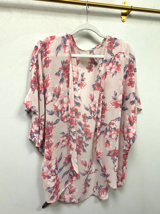 Mid Length Blossom Floral Kimono, Pink