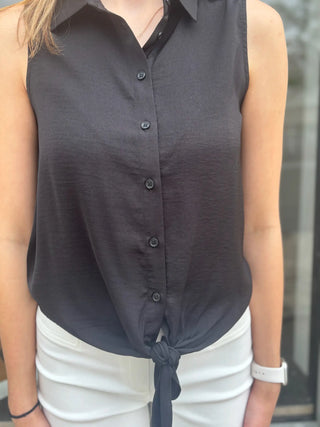 Renuar Sleeveless Button Up Air Flow Black