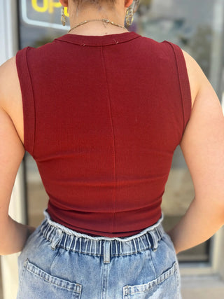 Dex Crew Neck Ribbed Tank Top Burnt Orange