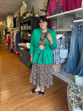 Ponte Knit Sash Jacket Jade