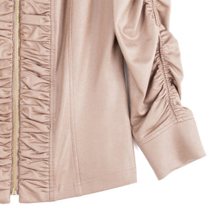 Clara Sunwoo Liquid Leather Ruched Detail Jacket , Taupe