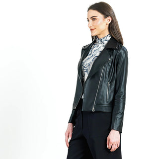 Clara Sunwoo Liquid Leather Moto Jacket Black