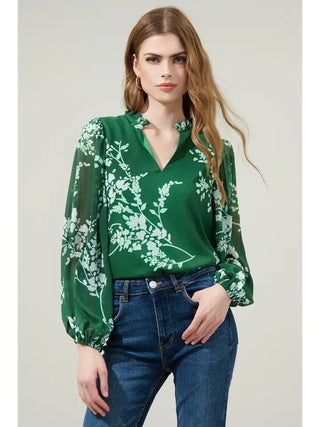 Monterey Floral Split Neck Blouse