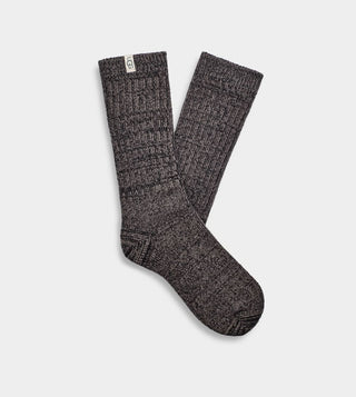 UGG Rib Knit Slouchy Crew Sock, Grey / Black