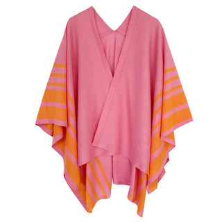 Colorblock Striped Summer Wrap, Pink and Orange