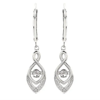 Shimmering Diamonds Sterling Silver Marquise Dangle Diamond Leverback Earring