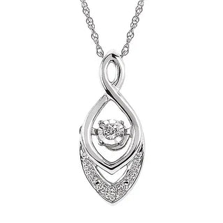 Shimmering Diamonds Sterling Silver Open Marquise Pendant Diamond Necklace