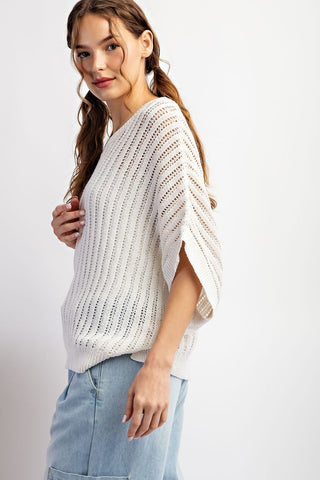 Loose Fit Dolman Sleeve Top, Off White