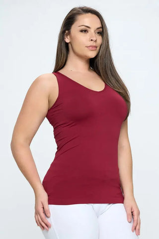 Reversible Seamless Tank Long  Length - Seasonal Basic, Burgundy