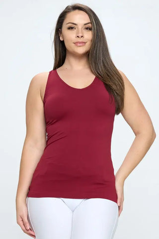 Reversible Seamless Tank Long  Length - Seasonal Basic, Burgundy