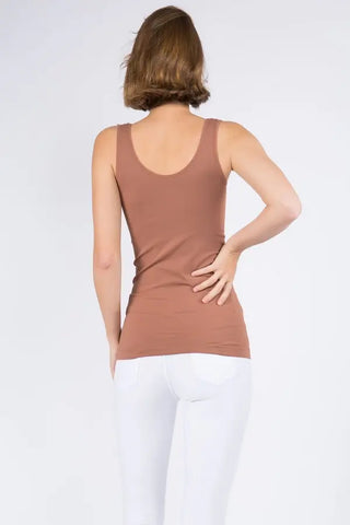 Reversible Seamless Tank Long  Length - Core Basic, Mocha