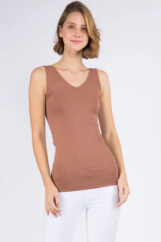 Reversible Seamless Tank Long  Length - Core Basic, Mocha