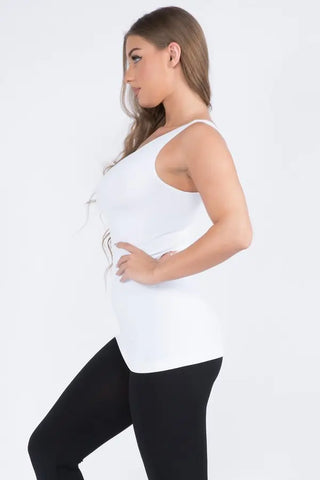 Reversible Seamless Tank Long  Length - Core Basic, White