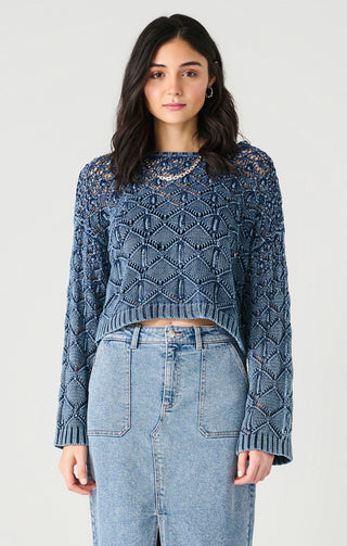 Crochet Sweater, Washed Indigo