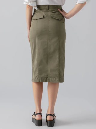 Triple Threat Cotton Midi Skirt, Burnt Olive