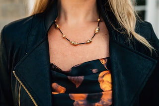 Textured Beaded Cord Necklace Adjustable