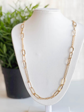 Audrey Double Rollo Chain Intertwined 18K Gold Filled Link Necklace