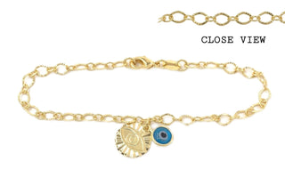 18K Gold-Filled Blue Evil Eye Charm Bracelet