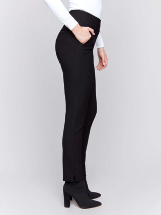 Charlie B  Crepe Slim Fit Dress Pant Black