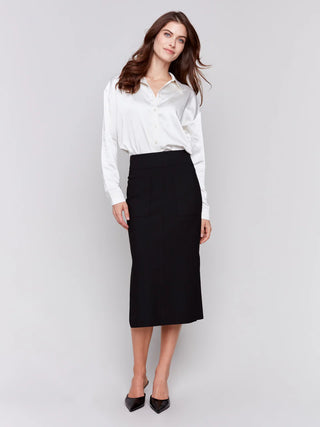 Charlie B Gutsy Crepe Skirt w/ Front Patch Pocket