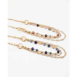 Layered Gold Chain & Cube Beaded Necklace Montana Blue