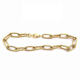 Margot Paperclip Link Bracelet 7.2 inch Gold Plated Stainless Steel