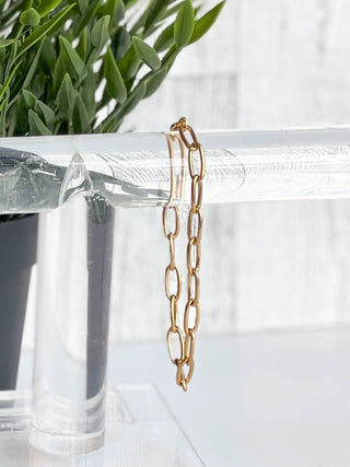 Lidia Thick Paperclip Chain Bracelet 6.6 inch Gold Plated