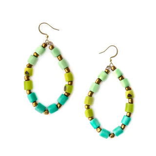 Ashley Tagua Nut Beaded Earrings, Esmerald/Lime/Mint