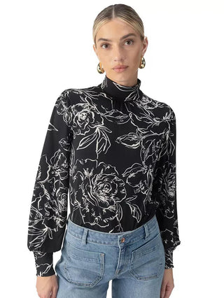 Sanctuary On The Spot Blouse Rose Stencil Knit Top