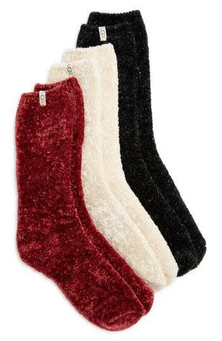 Ugg Leda Sparkle Sock Gift Set Pack of 3, Cream/Rubious/Black