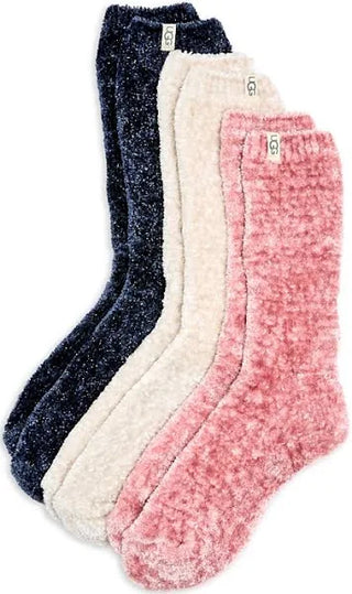 Ugg Leda Sparkle Sock Gift Set Pack of 3, Cream/Pink Jade/Mariner