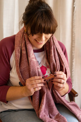 Women's Scarf Trendy Bow Print Burgundy