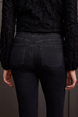 Tribal Audrey Pull-On Slim Black Denim w/ Gemstones