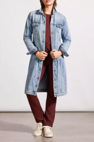 LONG DENIM DUSTER WITH POCKETS