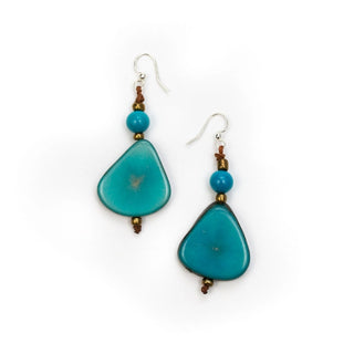 Alma Tagua Nut Earrings, Turquoise