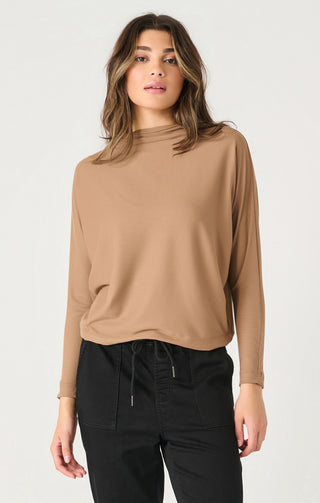 Lightweight Slouchy Mock Neck Ribbed Top