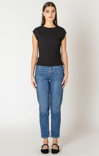 Dex Drop Shoulder Textured Top Black