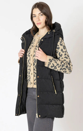 Dex Black Hooded Puffer Vest