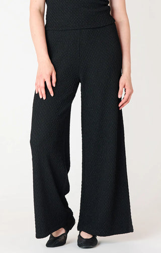 Dex Textured Flowy Wide Leg Pants Black