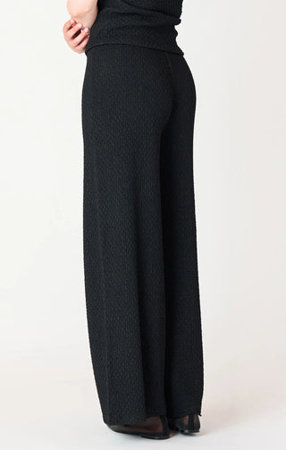 Dex Textured Flowy Wide Leg Pants Black