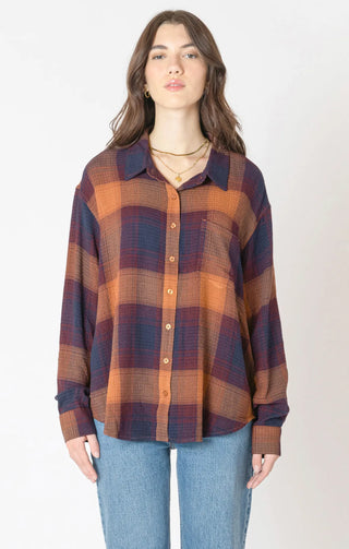 Dex Textured Plaid Long Sleeve Button Up Plum 2623505 D