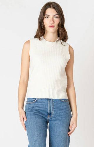 Dex Sleeveless Textured Sweater Vest Cream