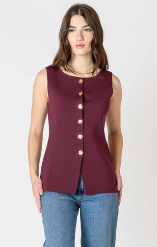 Dex Button Detail Sweater Top Burgundy